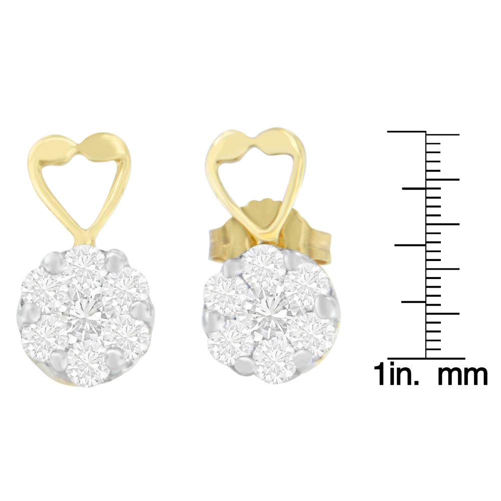 14K Yellow Gold 1ct. TDW Round-cut Diamond Earrings (I-J,SI2-I1) - YuppyCollections