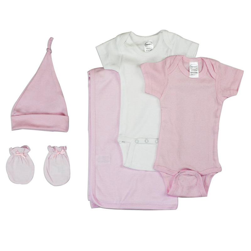 Bambini Newborn Baby Girl 5 Pc Layette Baby Shower Gift Set  - Made in USA - YuppyCollections