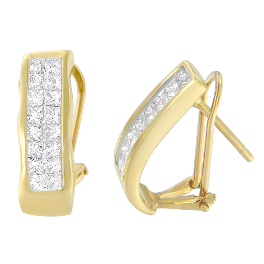 14K Yellow Gold 1ct. TDW Princess-cut Diamond Earrings (G-H,VS1-VS2) - YuppyCollections