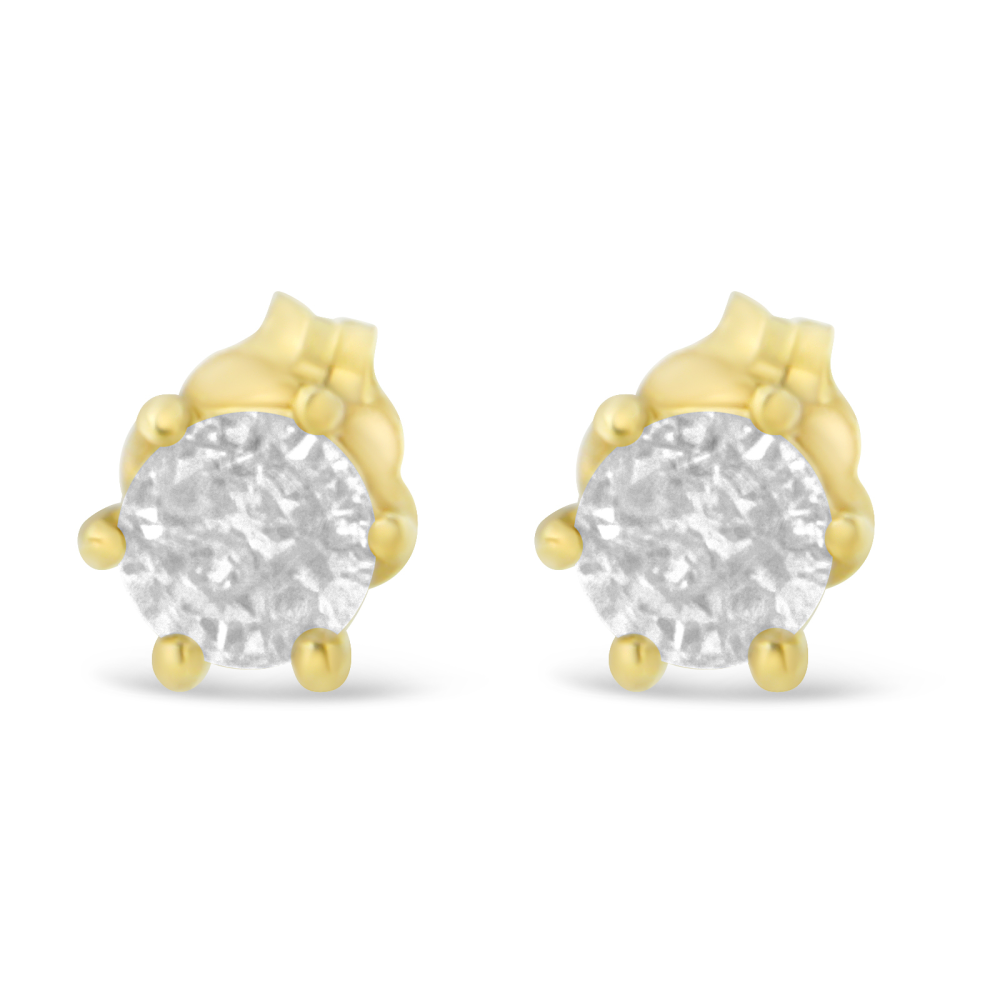 14K Yellow Gold 6-Prong 0.4ct. TDW Diamond Stud Earrings (I-J, I2-I3) - YuppyCollections