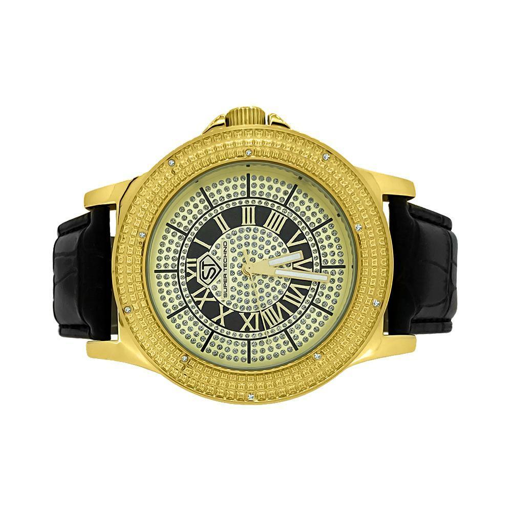 Unique Super Techno Diamond Watch Gold - YuppyCollections