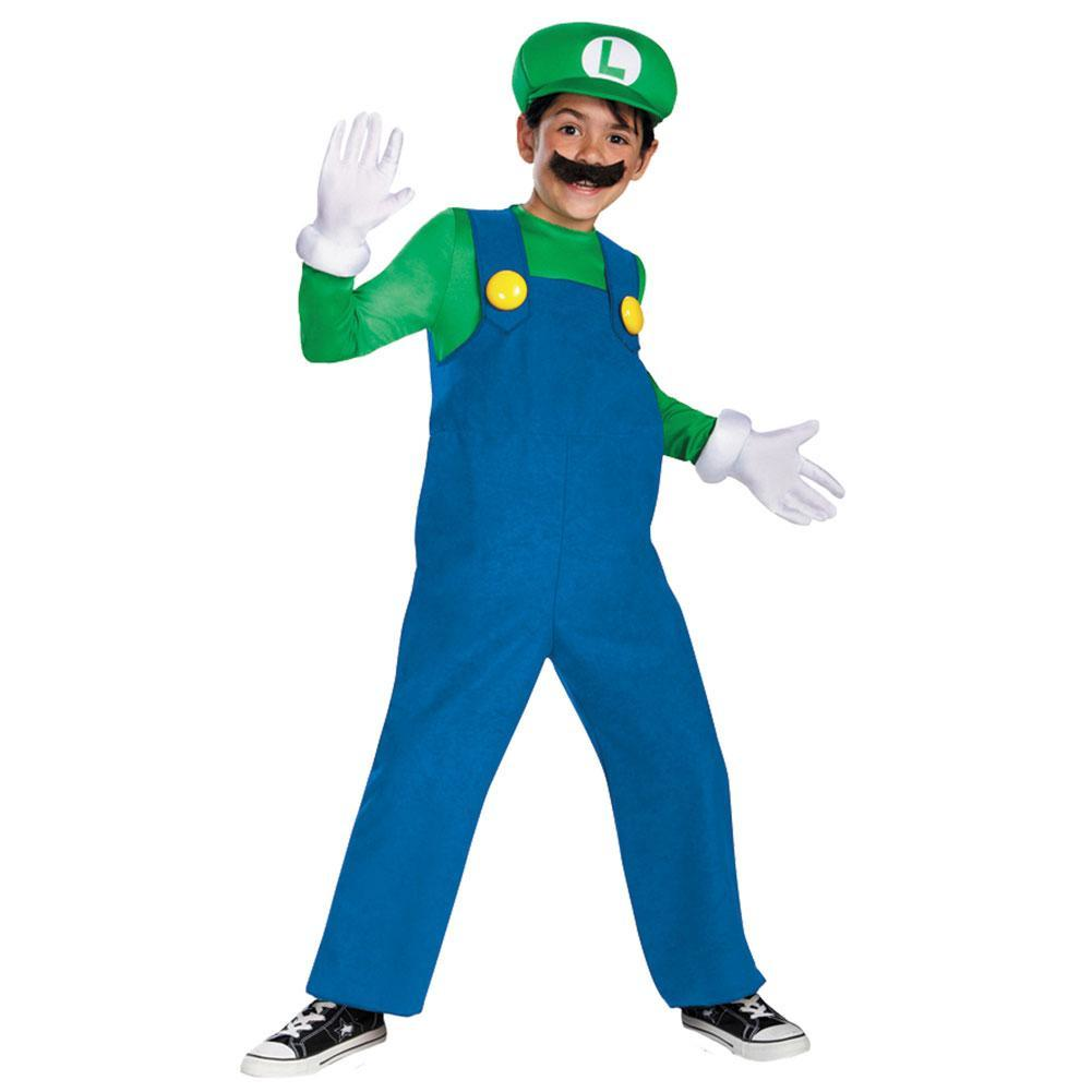 Mario Luigi Delxue Boys Costume Medium 7-8 - YuppyCollections