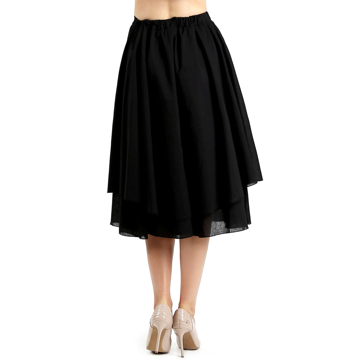 Evanese Women's Cotton Layered Scoop Top Layer Godet Contemporary A Line Skirt - YuppyCollections