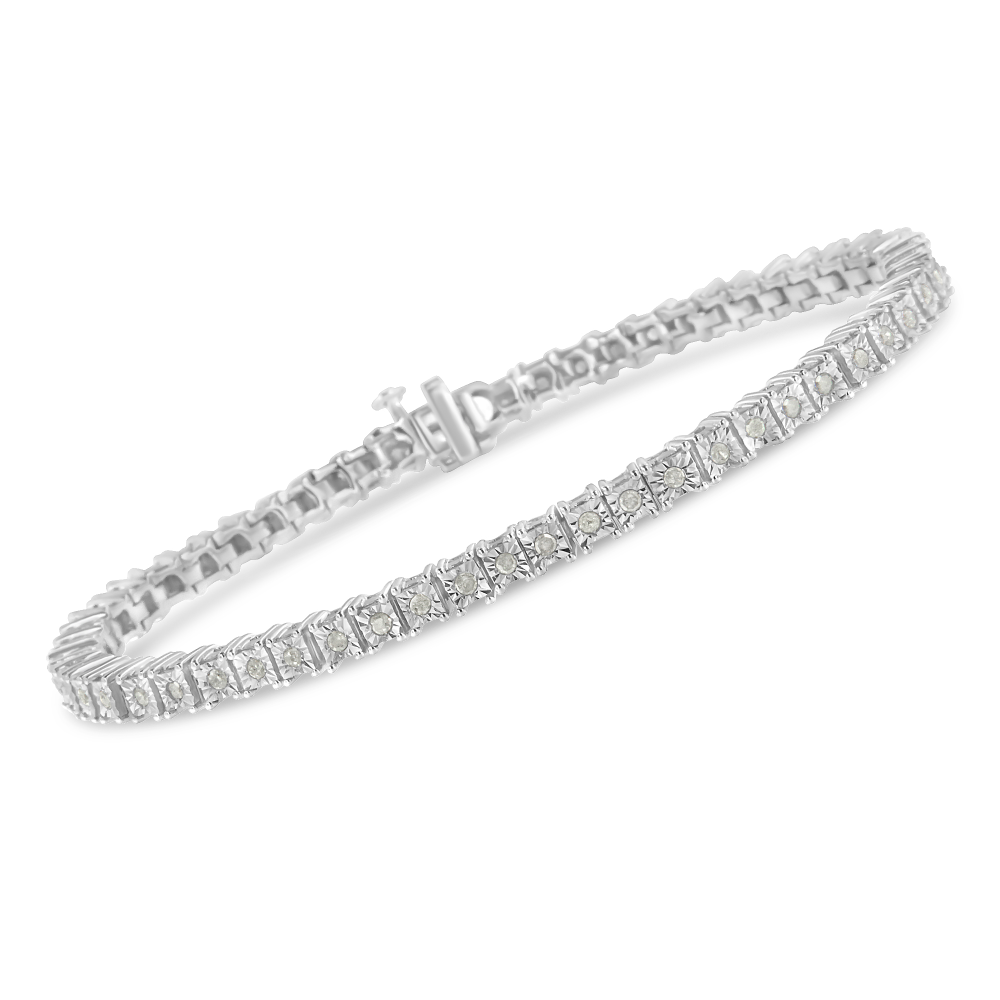 Sterling Silver 1ct. TDW Rose-cut Diamond Tennis Bracelet (I-J, I3-Promo) - YuppyCollections