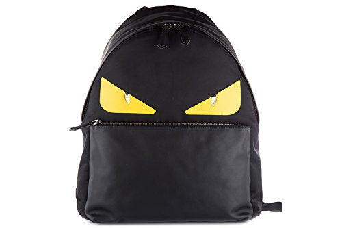 Fendi men's rucksack backpack travel stondato calfskin century occhi black - YuppyCollections