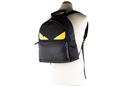 Fendi men's rucksack backpack travel stondato calfskin century occhi black - YuppyCollections