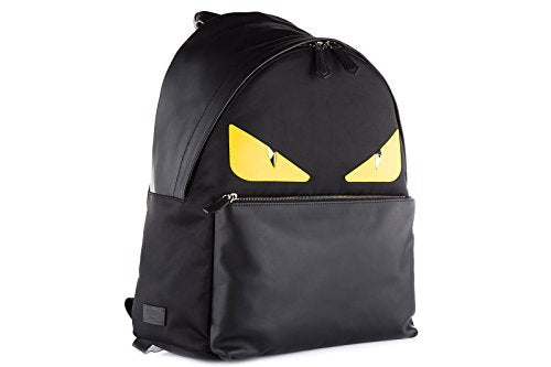 Fendi men's rucksack backpack travel stondato calfskin century occhi black - YuppyCollections