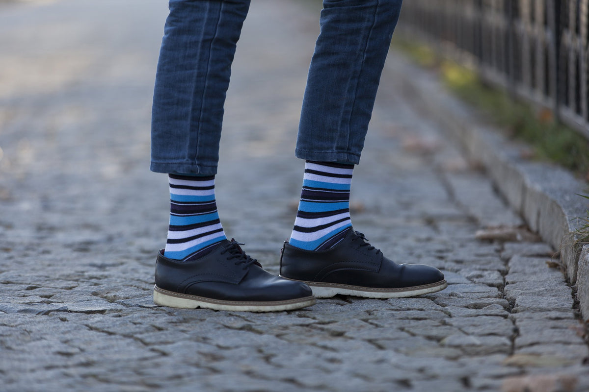 Men's 5-Pair Cool Striped Socks-3058 - YuppyCollections