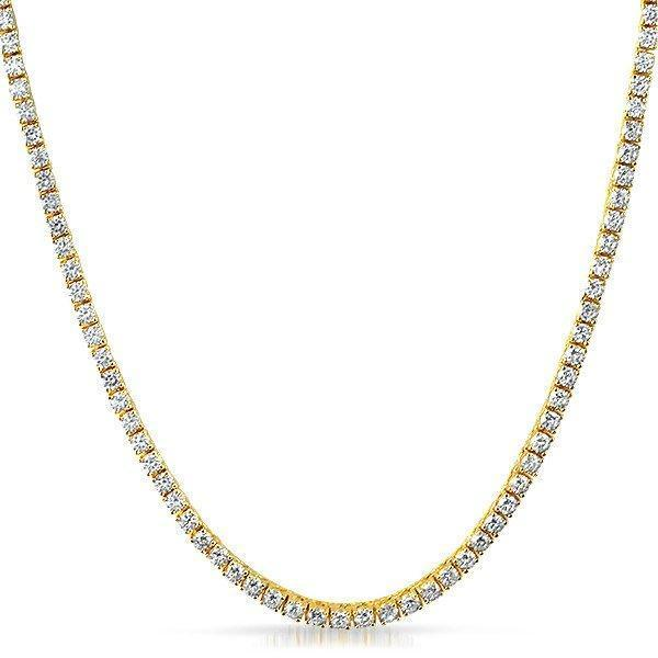 .925 Sterling Silver 2.25MM CZ Tennis Chain Gold - YuppyCollections