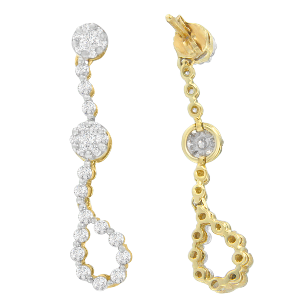 14K Yellow Gold 1 5/8ct. TDW Round-cut Diamond Earrings (I-J,SI1-SI2) - YuppyCollections