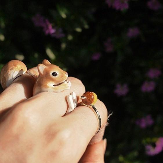 Mary Lou Orange Squirrel Ring - YuppyCollections