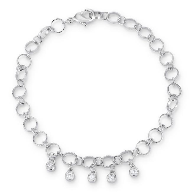 .55 Ct Stunning 8" Rhodium Bracelet with Cubic Zirconia Charms - YuppyCollections