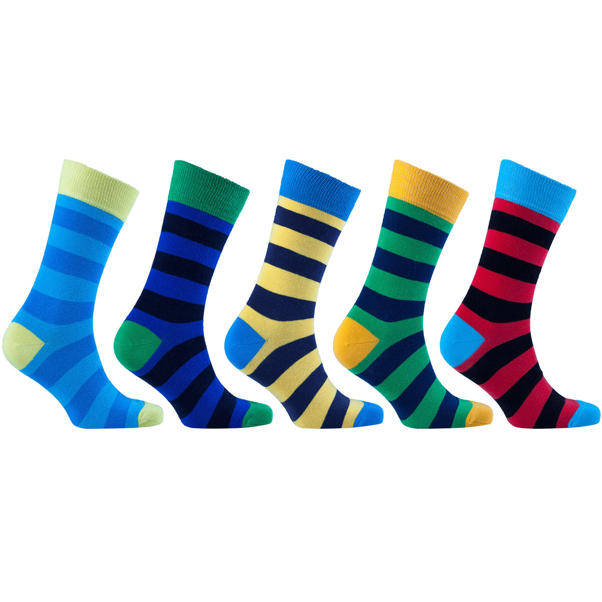 Men's 5-Pair Colorful Striped Socks-3059 - YuppyCollections