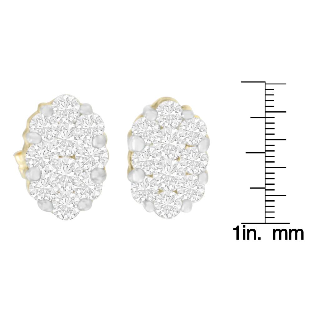 14K Yellow Gold 1ct. TDW Round-cut Diamond Earrings (H-I,I1-I2) - YuppyCollections