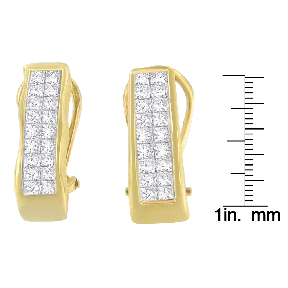 14K Yellow Gold 1ct. TDW Princess-cut Diamond Earrings,(G-H, VS1-VS2) - YuppyCollections