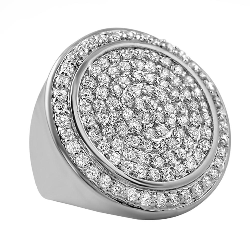 Mega Circles of Ice CZ Rhodium Ring - YuppyCollections