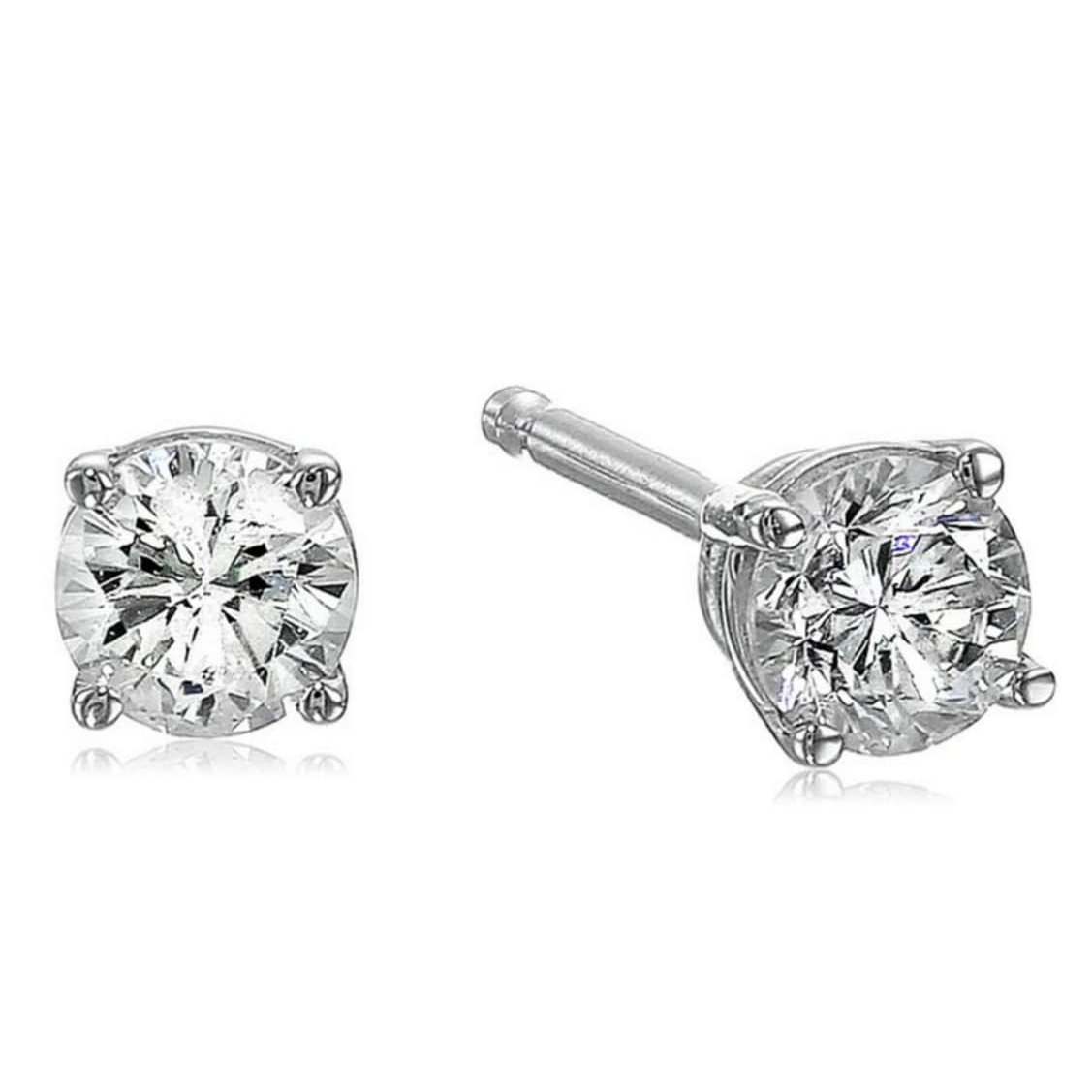 14k White Gold .50 ct. TDW Solitaire Diamond Stud Earrings (I-J,SI1-SI2) - YuppyCollections