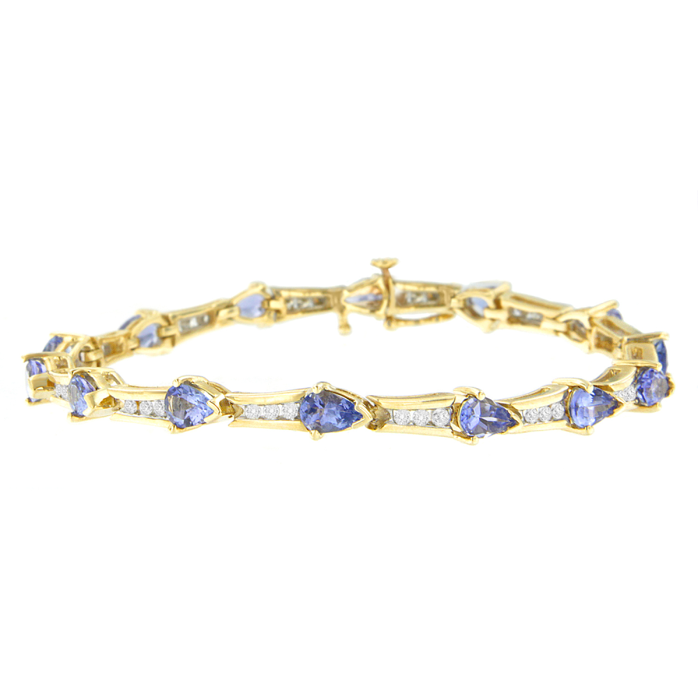 14K Yellow Gold 6.20ct TDW Round -cut Diamond Bracelet (I-J,I2-I3) - YuppyCollections