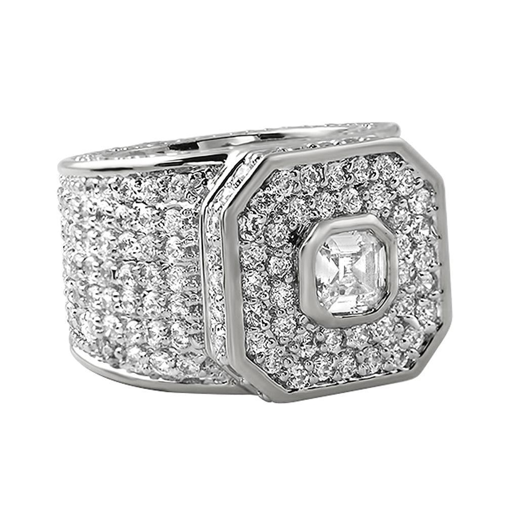 Asscher Cut Rhodium Ring - YuppyCollections