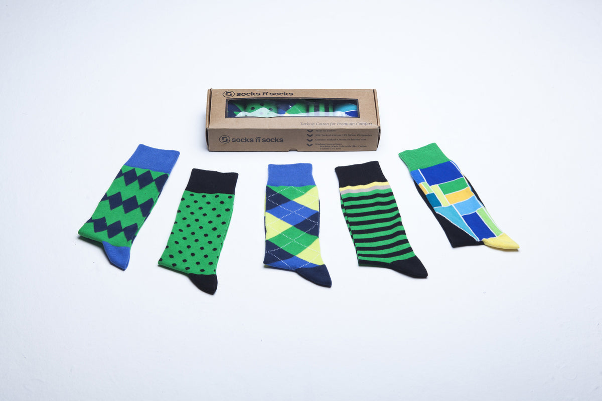 Men's 5-Pair Colorful Mix Socks-3036 - YuppyCollections