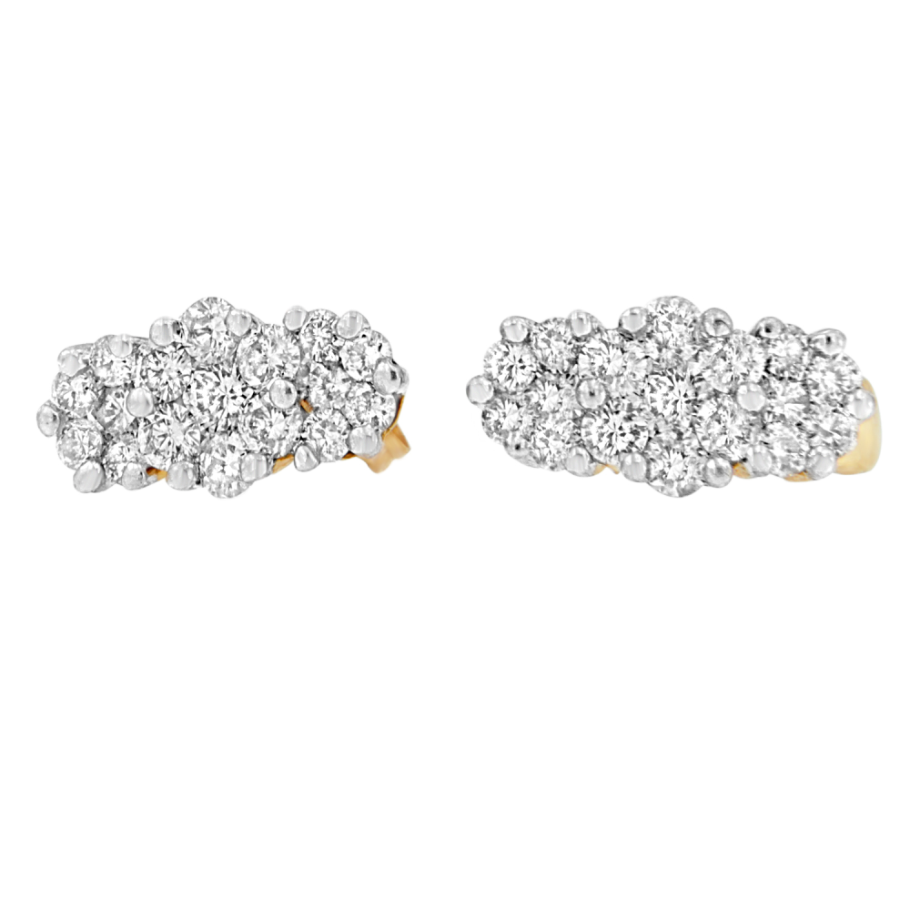 14k Yellow Gold 2.05ct TDW Round-cut Diamond Cluster Earrings (I-J,I1-I2) - YuppyCollections