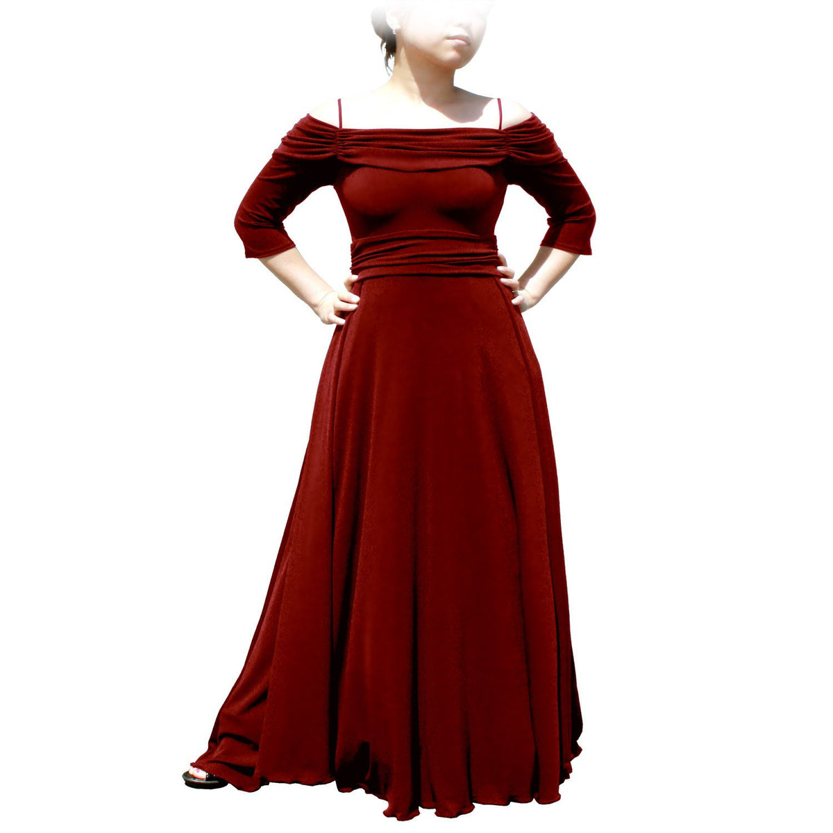 Evanese Women's Plus Size Formal Long Evening Dress 3/4 Sleeves and Side Flare - YuppyCollections