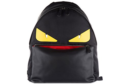 Fendi men's rucksack backpack travel stondato calfskin century occhi black - YuppyCollections