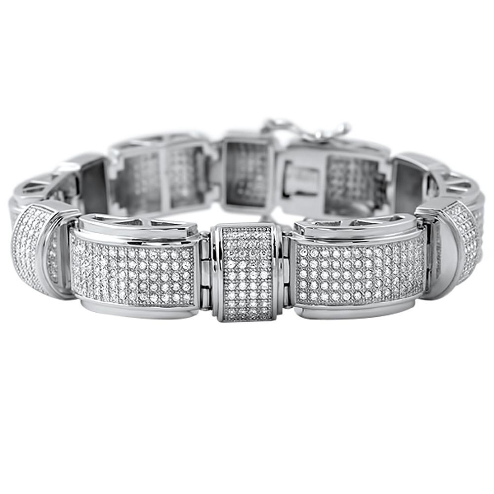 Domed Bar Link CZ Stainless Steel Bracelet - YuppyCollections