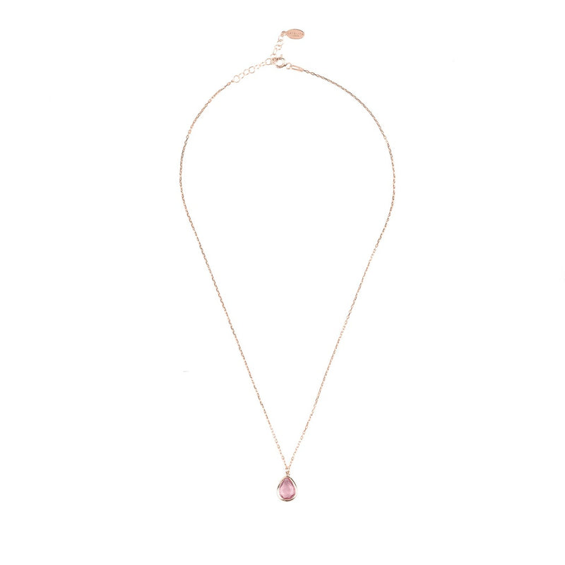 Pisa Mini Teardrop Necklace Rosegold Pink Tourmaline - YuppyCollections