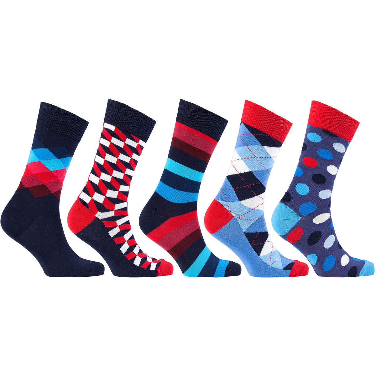 Men's 5-Pair Funky Mix Socks-3024 - YuppyCollections