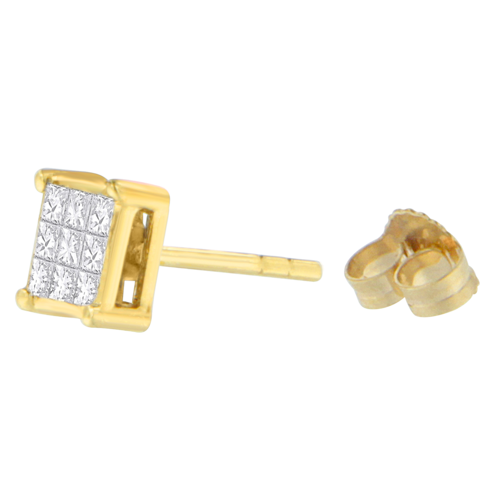 14K Yellow Gold 1/2ct TDW Princess-cut Diamond Earrings (H-I,VS1-VS2) - YuppyCollections