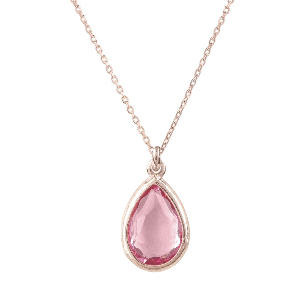 Pisa Mini Teardrop Necklace Rosegold Pink Tourmaline - YuppyCollections