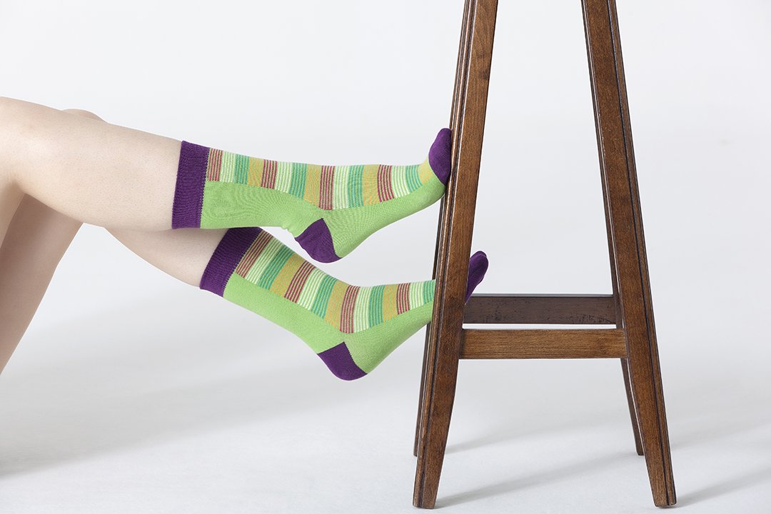 Womens 5-Pair Colorful Crew Socks - 6039 - YuppyCollections