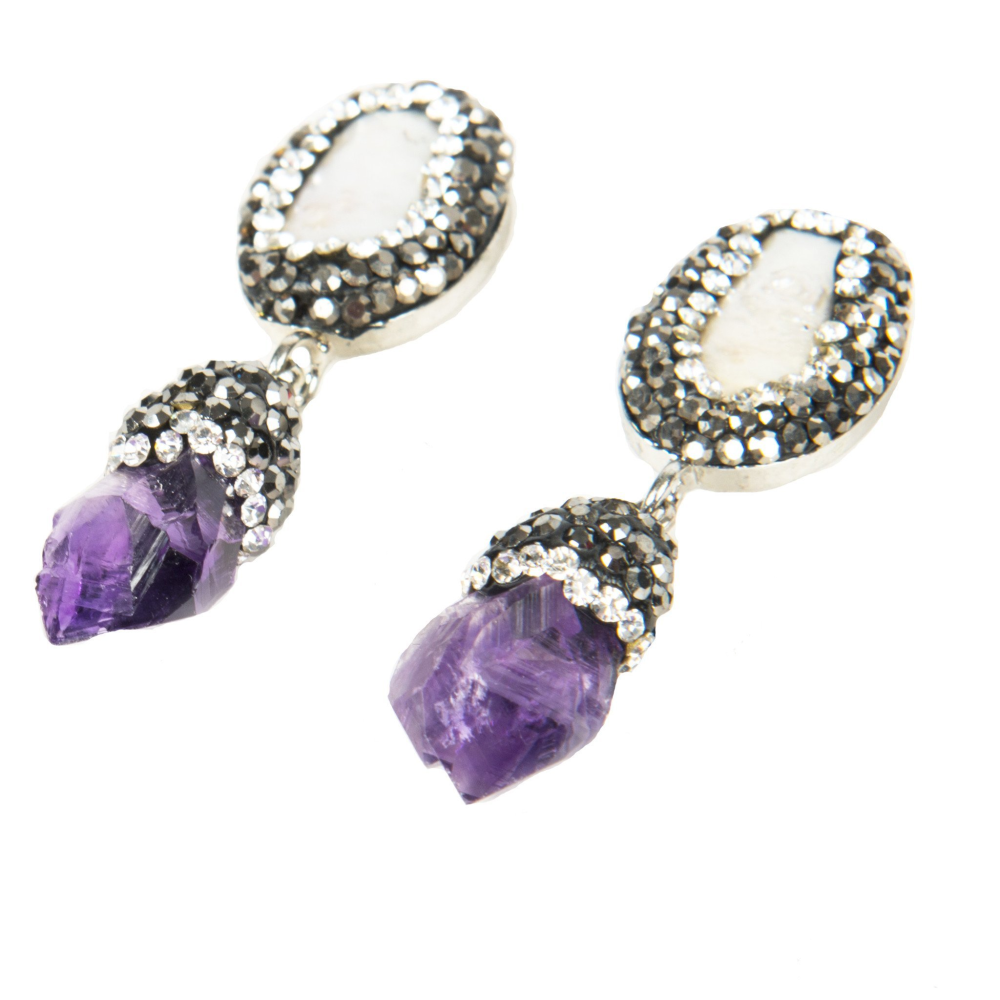 Isis Amethyst and Pearl Earrings - YuppyCollections