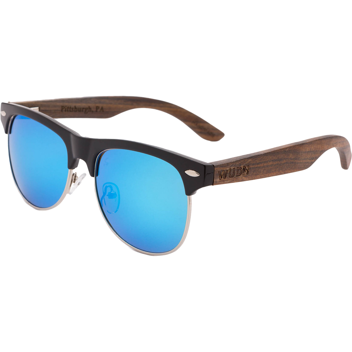 Mens & Women's Vintage Hybrid Dark Walnut Sunglasses - Blue Polarized Lenses - YuppyCollections