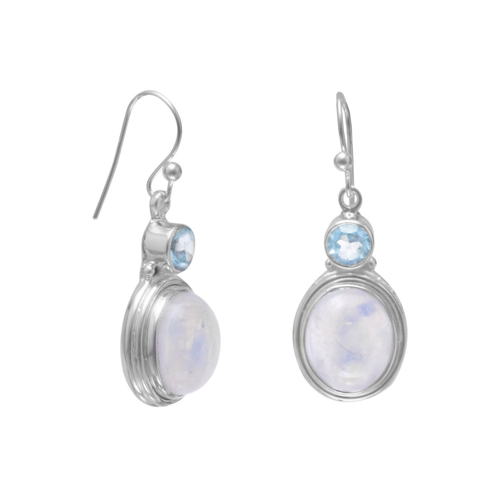 Blue Topaz and Moonstone Earrings - YuppyCollections