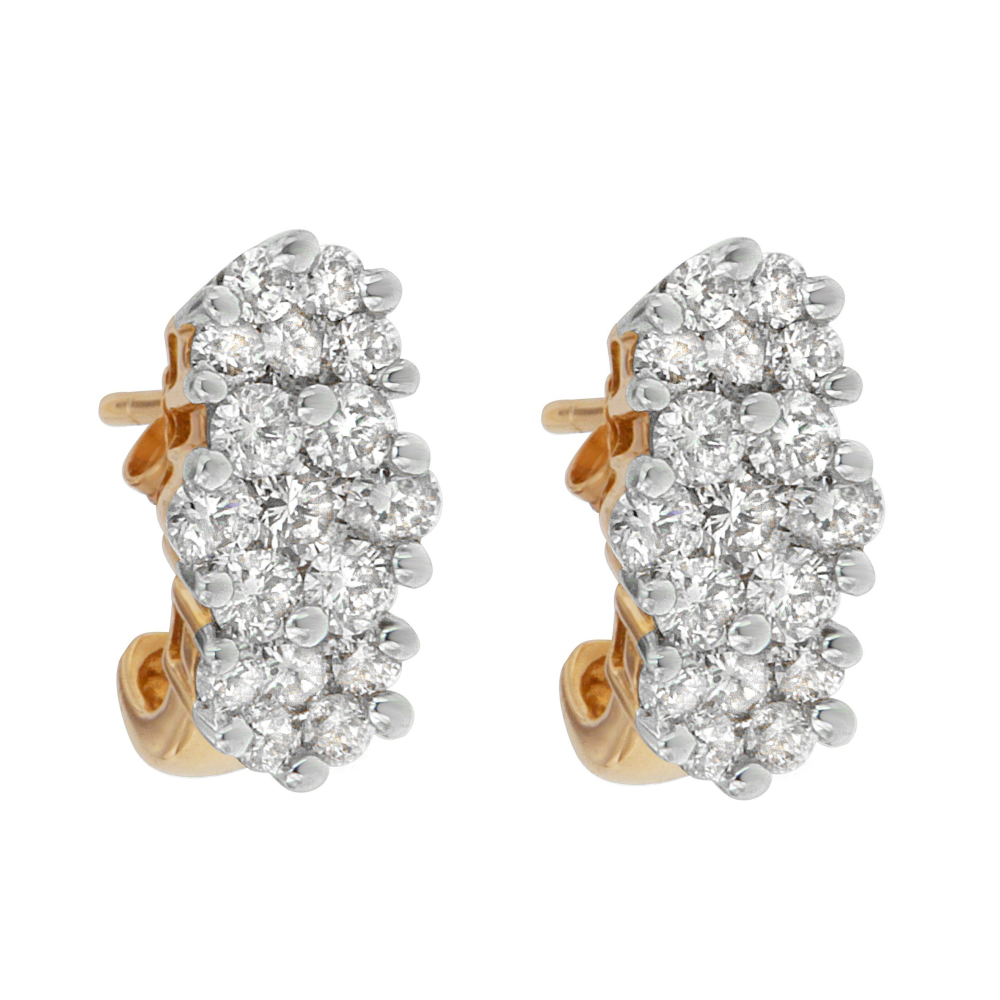 14k Yellow Gold 2.05ct TDW Round-cut Diamond Cluster Earrings (I-J,I1-I2) - YuppyCollections