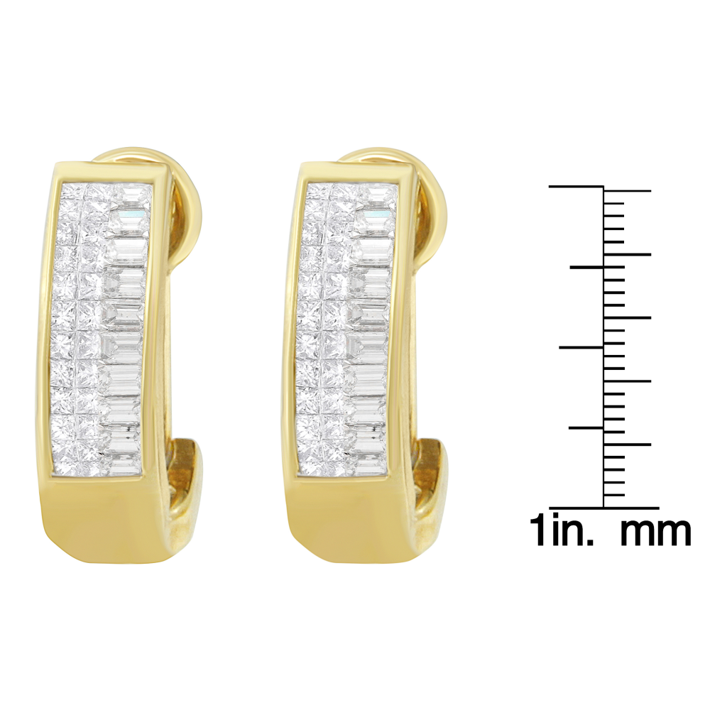 14K Yellow Gold 1ct. TDW Baguette and Princess-cut Diamond Earrings(H-I,VS1-VS2) - YuppyCollections