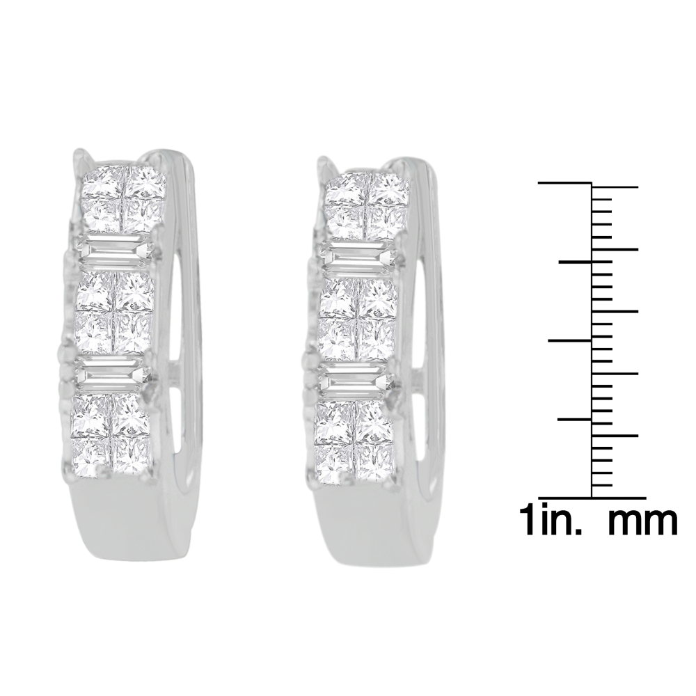 14K White Gold 1/2ct. TDW Baguette and Princess-cut Diamond Earrings (H-I,VS1-VS2) - YuppyCollections