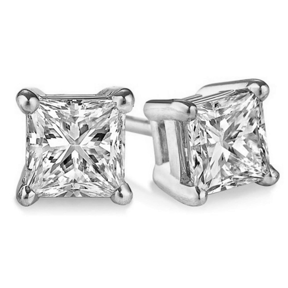 18K White Gold 1 CTTW Diamond Stud Earrings (G-H, SI1-SI2) - YuppyCollections