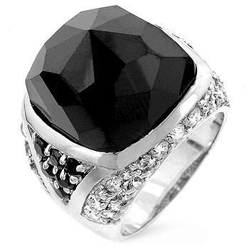 Faceted Onyx Cocktail Ring - YuppyCollections