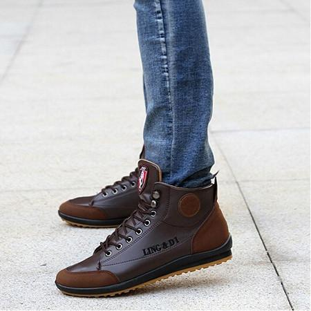 Mens Leisure Lace Up Sneaker Boots - YuppyCollections