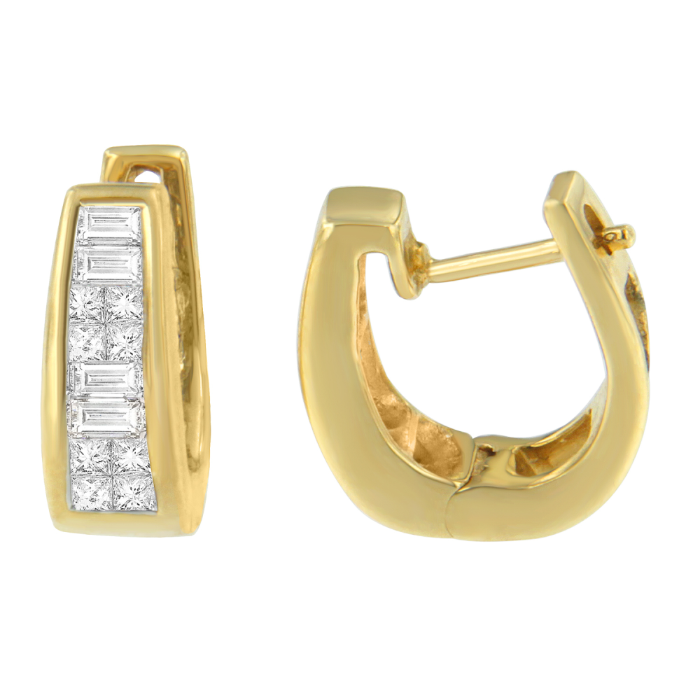 14k Yellow Gold 1/2ct TDW Princess and Baguette Diamond Earrings (I-J,VS1-VS2) - YuppyCollections