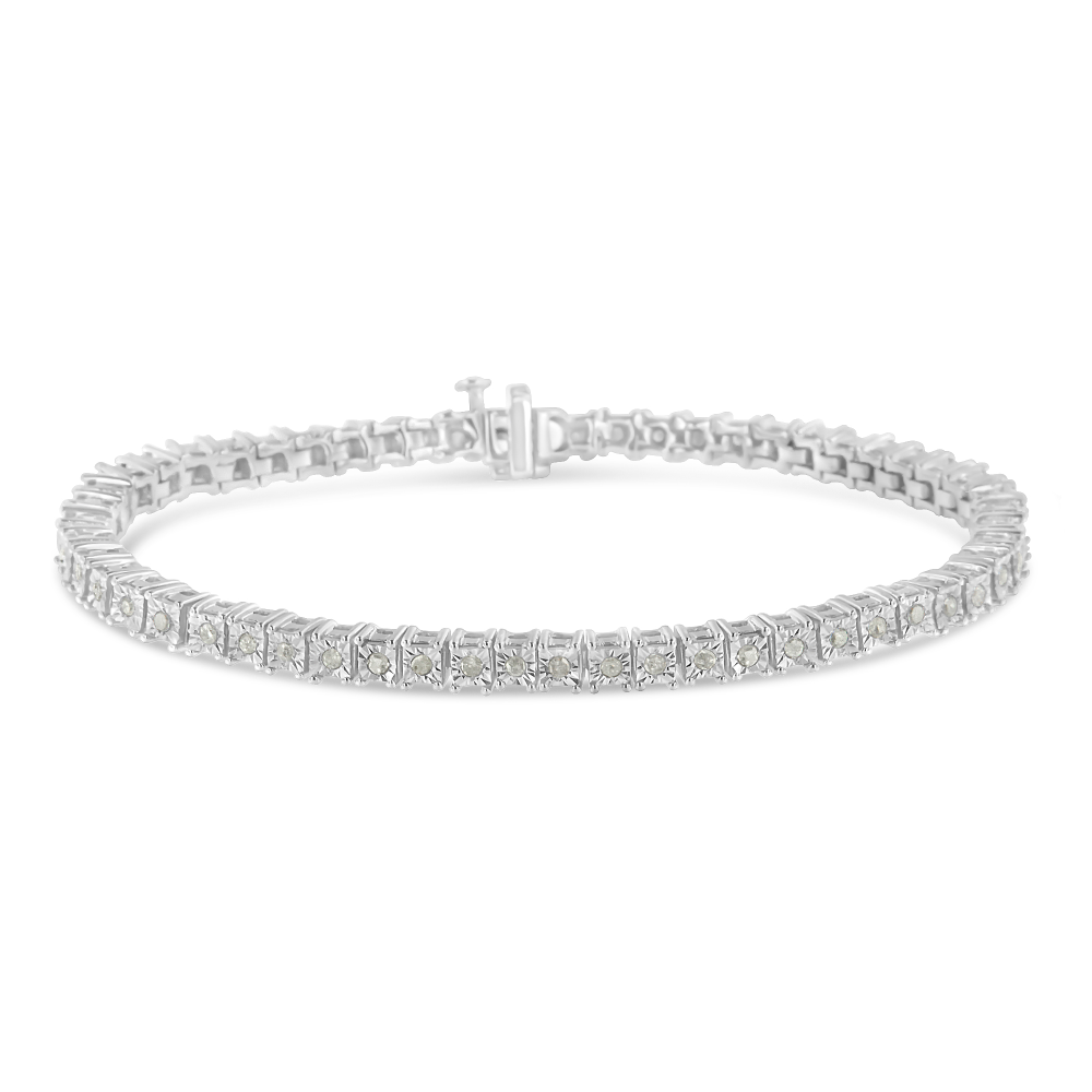 Sterling Silver 1ct. TDW Rose-cut Diamond Tennis Bracelet (I-J, I3-Promo) - YuppyCollections