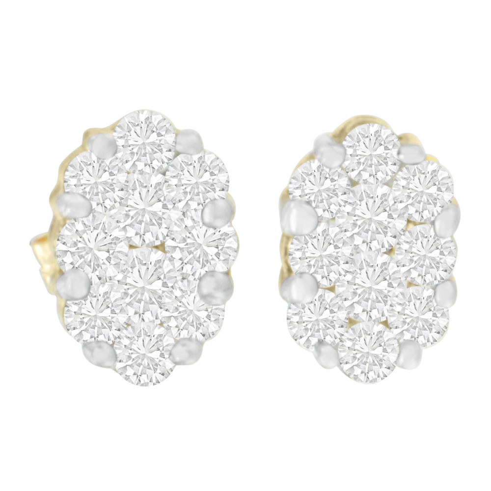 14K Yellow Gold 1ct. TDW Round-cut Diamond Earrings (H-I,I1-I2) - YuppyCollections