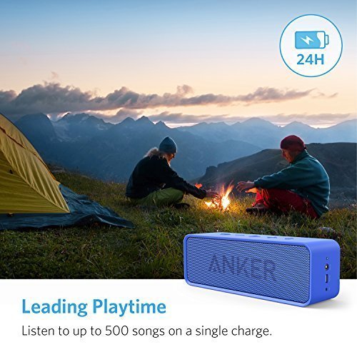 Anker SoundCore Bluetooth Speaker with 24-Hour Playtime, 66-Feet Bluetooth Range & Built-in Mic, Dual-Driver Portable Wireless Speaker with Low Harmonic Distortion and Superior Sound - Blue -