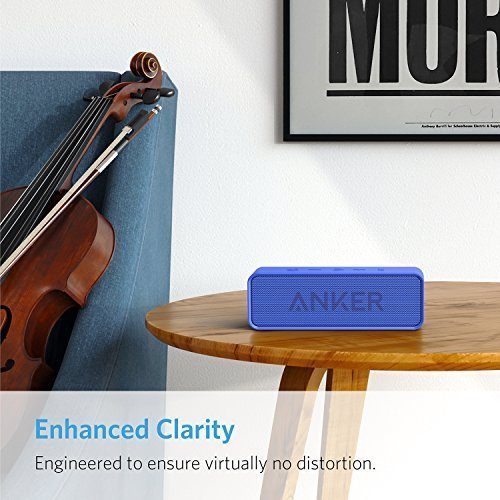 Anker SoundCore Bluetooth Speaker with 24-Hour Playtime, 66-Feet Bluetooth Range & Built-in Mic, Dual-Driver Portable Wireless Speaker with Low Harmonic Distortion and Superior Sound - Blue -