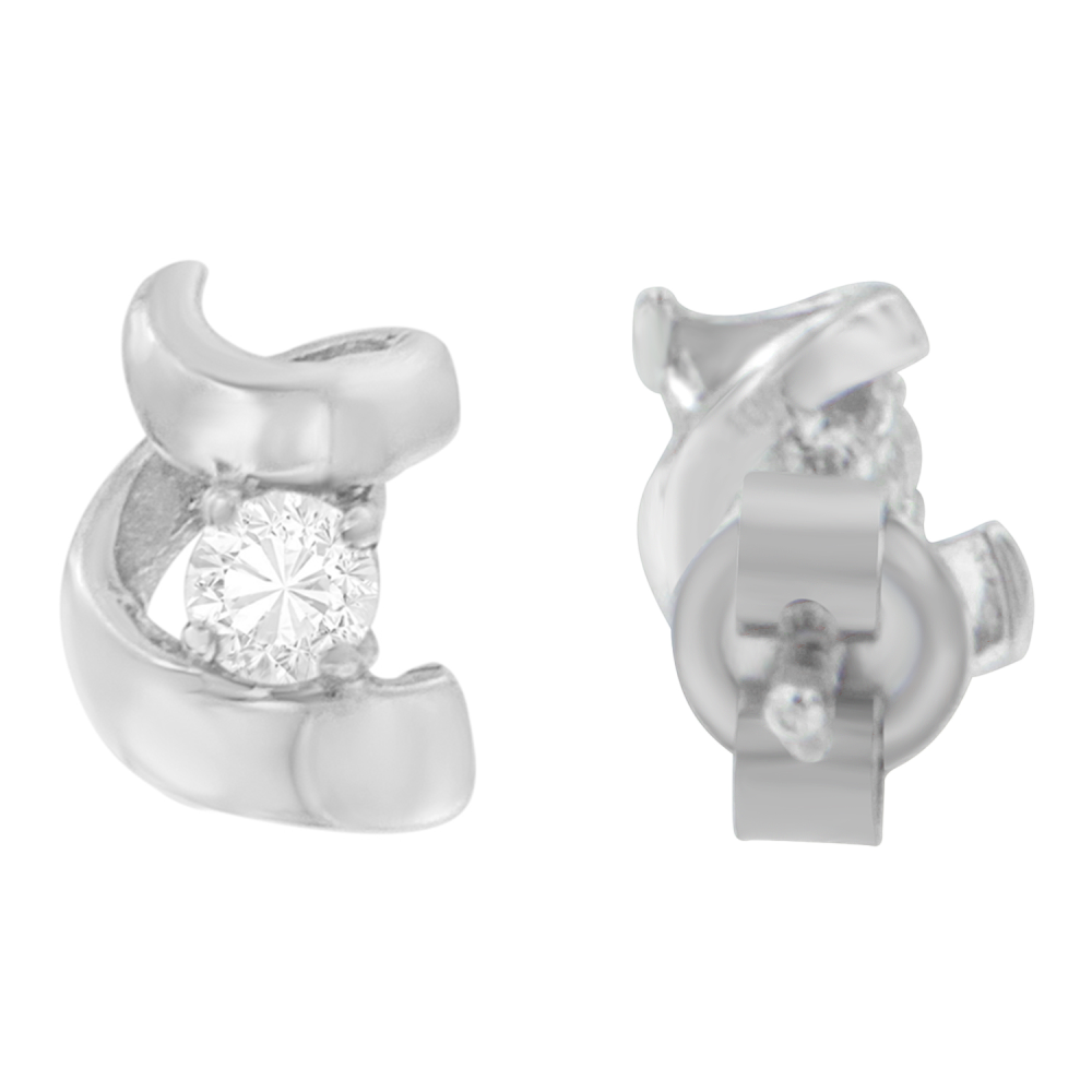 Espira 10K White Gold 0.1 CTTW Round cut Diamond Earring (I-J,I1-I2) - YuppyCollections