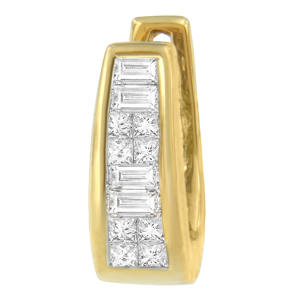 14k Yellow Gold 1/2ct TDW Princess and Baguette Diamond Earrings (I-J,VS1-VS2) - YuppyCollections