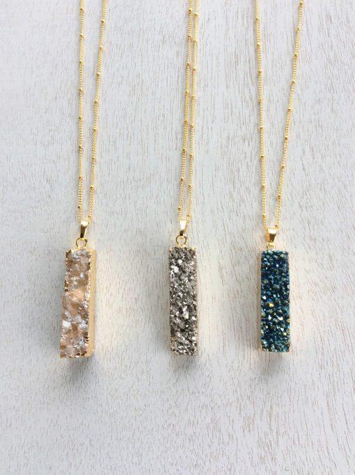 Abby Druzy Bar Pendant - YuppyCollections